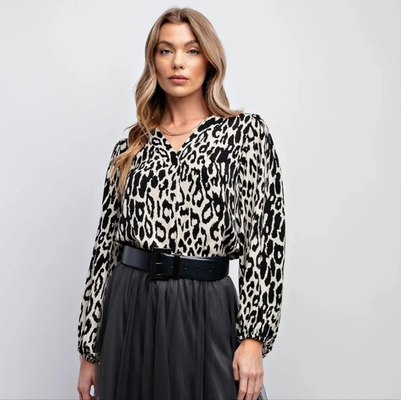 New! Easel Animal Printed Leopard Top 1X - Picture 1 of 13